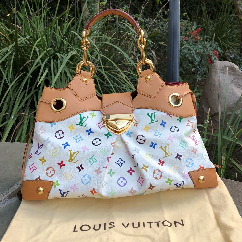 💯Louis Vuitton White Multicolor Ursula W/DUST BAG